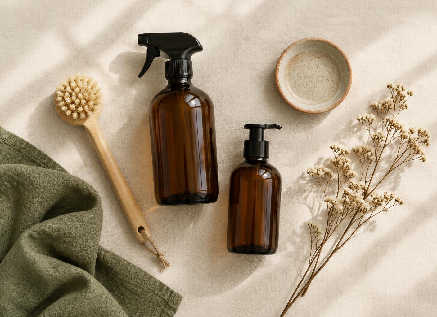 Sustainable goods arranged in natural light